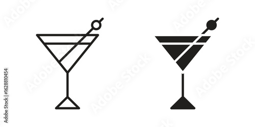 Cocktail icon vector Art Illustrations set.