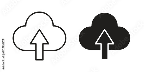 Cloud upload icon vector Art Illustrations set.