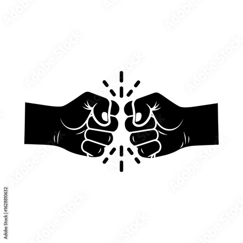 Vector illustration of two fists bumping each other isolated on white background in a sign of agreement