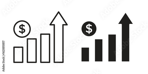 Chat arrow grow icon vector Art Illustrations set.