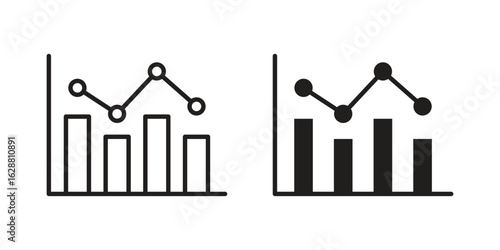 Chart histogram icon vector Art Illustrations set.