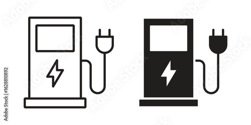 Charging station icon vector Art Illustrations set.