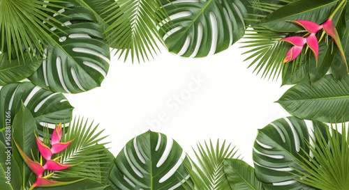 frame of tropical leaves