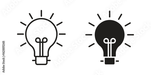 Bulb icon vector Art Illustrations set.
