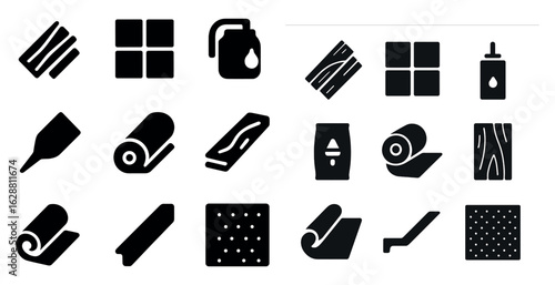 Construction and building solid icons set – filled, industrial, infrastructure tools