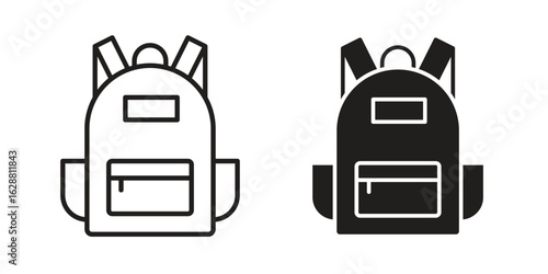Backpack icon vector Art Illustrations set.
