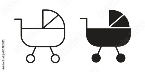 Baby carriage icon vector Art Illustrations set.
