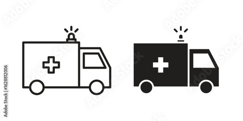 Ambulance icon vector Art Illustrations set.