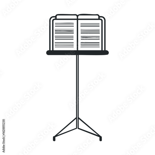 Music stand with open sheet music for practice sessions