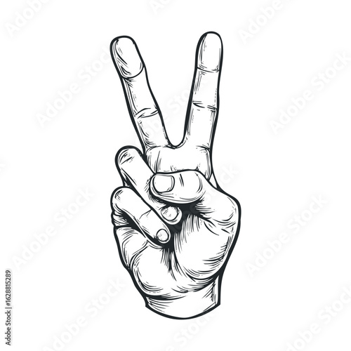 Hand gesture symbolizing peace and unity for designs and prints