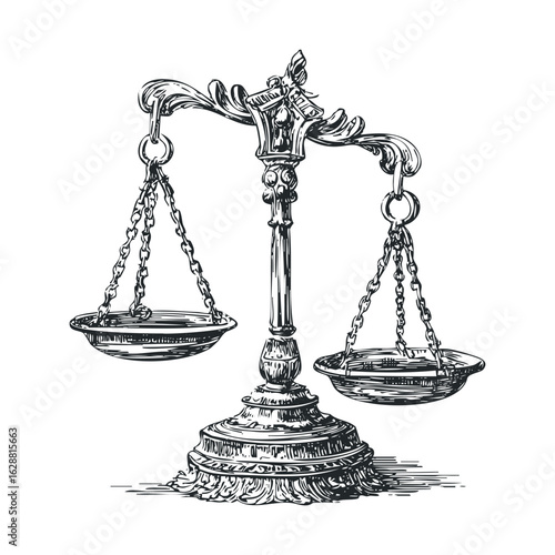 Vintage balance scale design for justice theme and legal concepts