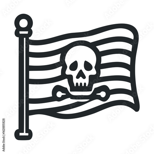 Symbolic pirate flag with skull and crossbones design for creative use