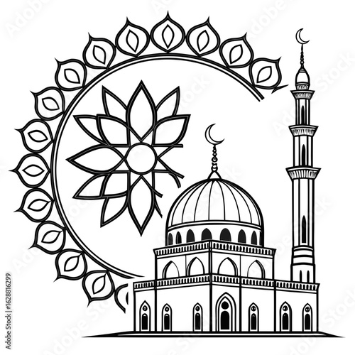 Ancient Greek temple and orthodox church vector illustration with historical architecture and dome structure