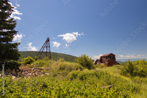 Old mining buildings in Cripple Creek Mining District in Victor, Colorado