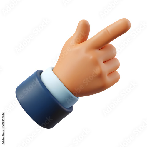 Cartoon Hand Gesture Pointing with Two Fingers Isolated on Transparent Background 3D Render