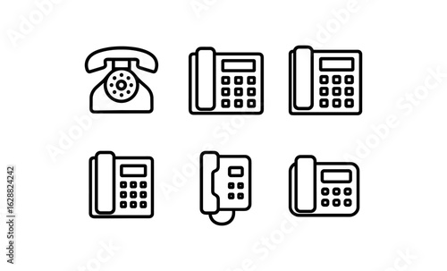 Retro and modern telephone line icons for communication design