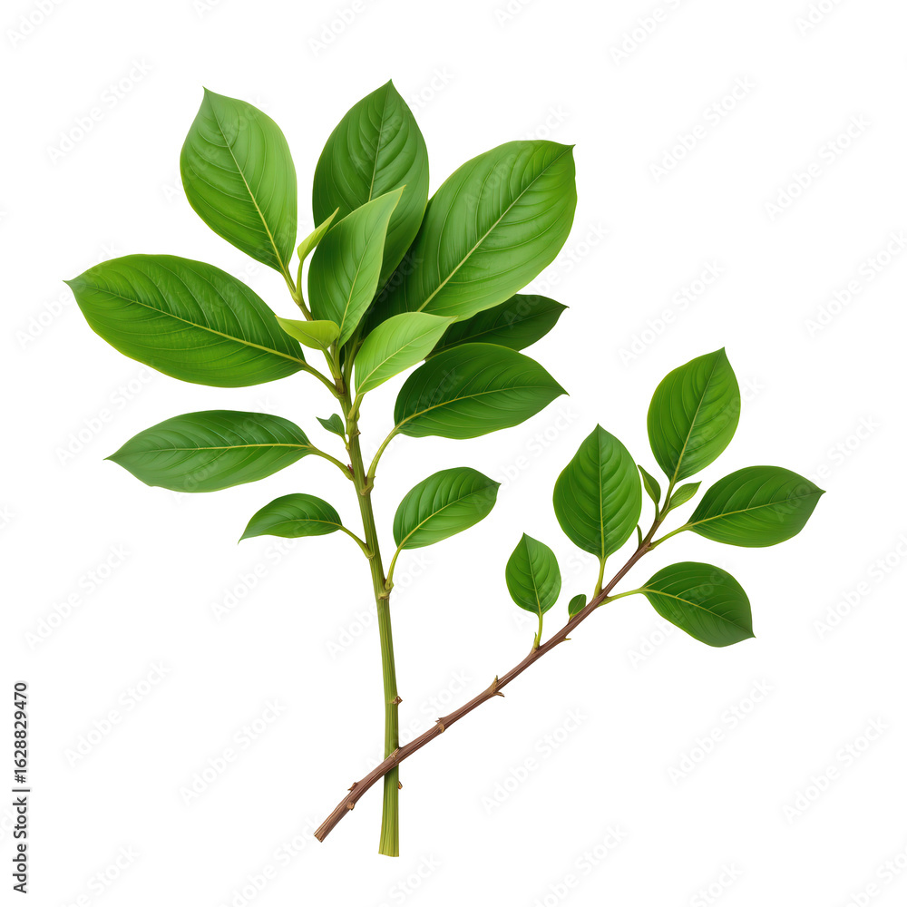 Fototapeta premium Fresh Green Leaves Isolated on Transparent background for Nature Themes