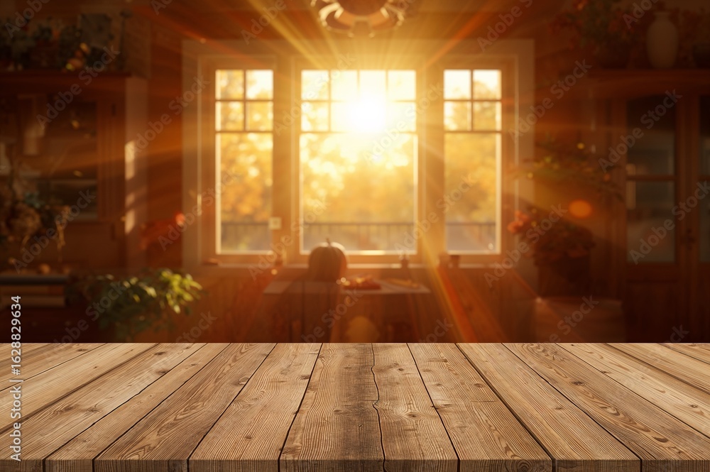 Fototapeta premium Warm Autumn Sunlight Through The Window