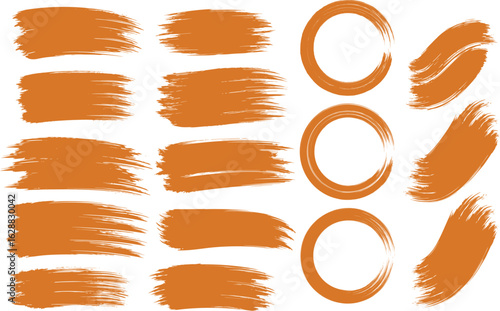 Set of vector Paint Brush Stroke Texture Isolated on white background. re and round freehand drawings. Ink splatters, gru painted lines, artistic design elements. Vector paintbrush set.