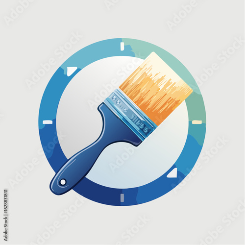 A clean vector illustration of a paint brush featuring detailed bristles and handle in a modern flat design style, perfect for art projects, design apps, creative tools, and digital illustrations