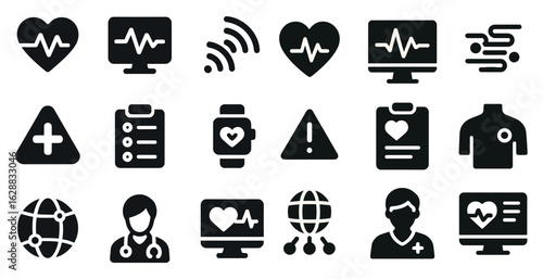 Healthcare and medical solid icons set – health, flat, professional symbols