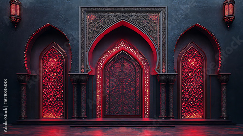 Mysterious Red and Black Moroccan Palace Entrance
