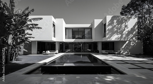 Modern architecture house design luxury home exterior pool villa black and white architecture style