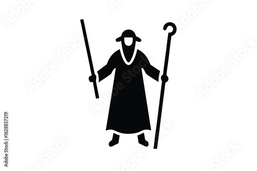shepherd with staff vector icon