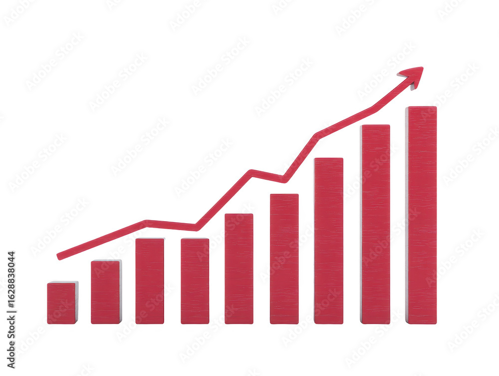 Stylized bar graph with upward trend, representing growth and progress in business or finance. bars are in varying heights, showcasing increasing values over time Stylized bar graph with upward trend, representing growth and progress in business or finance. bars are in varying heights, showcasing increasing values over time