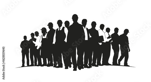 Group of diverse professionals in silhouette against a white background showing teamwork and leadership qualities needed for success.