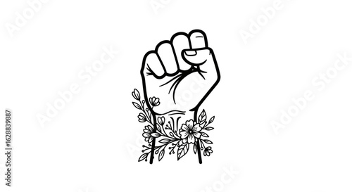 Floral Power: A Symbol of Strength and Empowerment Graphic Illustration Design Element
