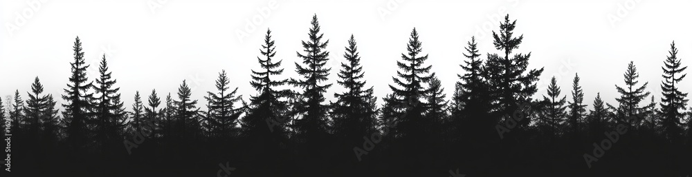 Obraz premium Modern nature design featuring a panoramic view of a realistic forest silhouette
