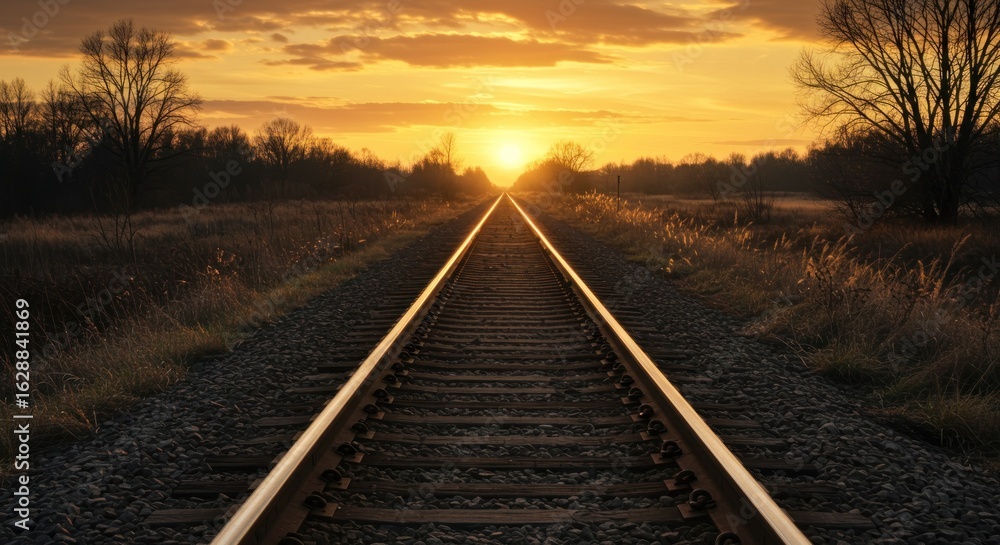 Obraz premium Golden Sunset Railroad
