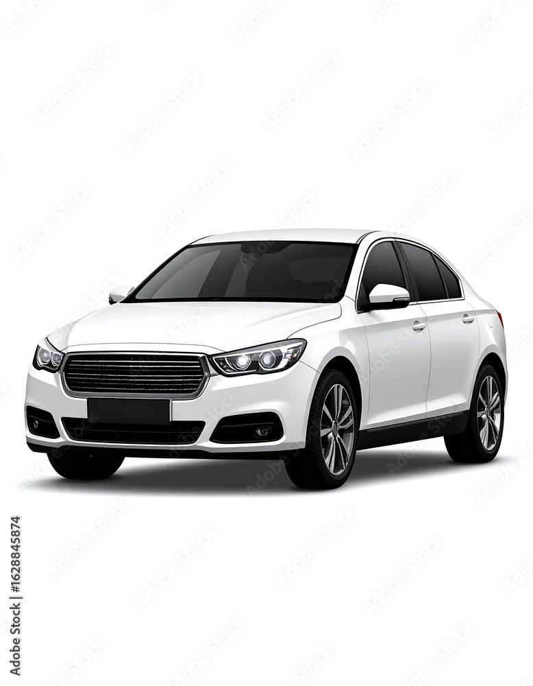 Obraz premium White sedan front view