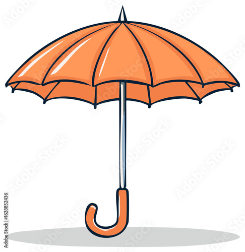 Orange umbrella cartoon illustration.