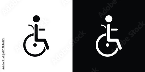 Wheelchair icon flat simple. icon set in silhouette