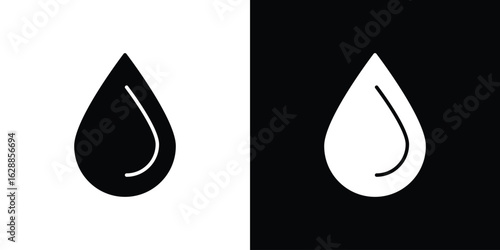 Water drop icon flat simple. icon set in silhouette
