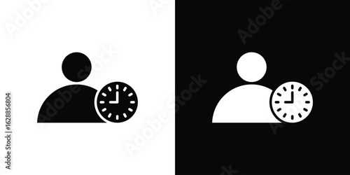 User time icon flat simple. icon set in silhouette