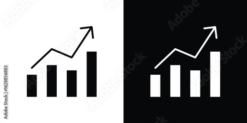 Trend Arrow icon flat simple. icon set in silhouette