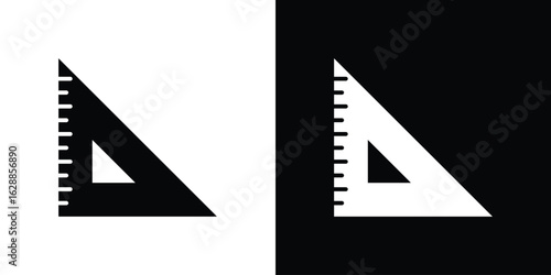 Triangle ruler icon flat simple. icon set in silhouette