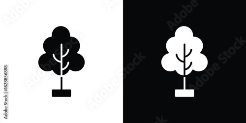 Tree free icon flat simple. icon set in silhouette