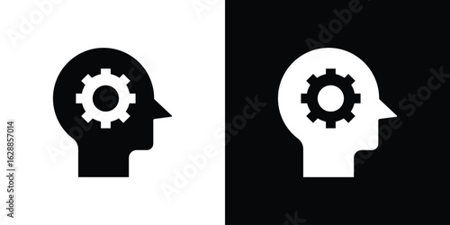 Thinking icon flat simple. icon set in silhouette