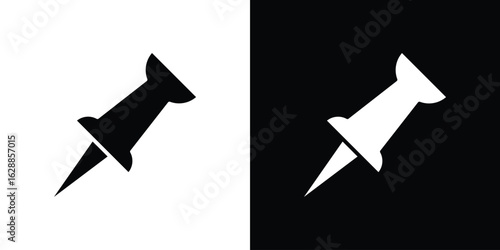 Thumbtack icon flat simple. icon set in silhouette