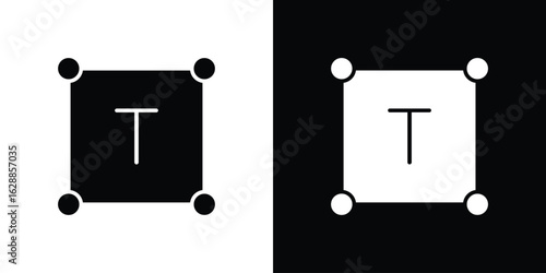 Text icon flat simple. icon set in silhouette
