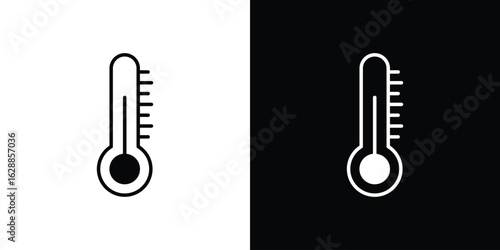 Thermometer half icon flat simple. icon set in silhouette