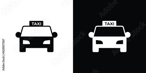 Taxi icon flat simple. icon set in silhouette