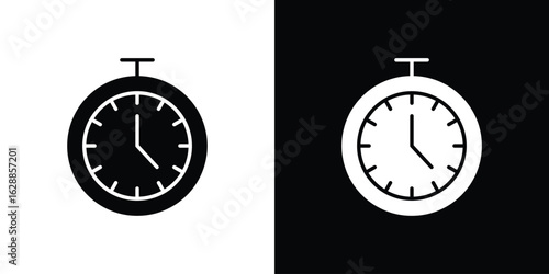 Stopwatch icon flat simple. icon set in silhouette