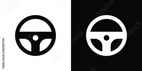 Steering wheel icon flat simple. icon set in silhouette