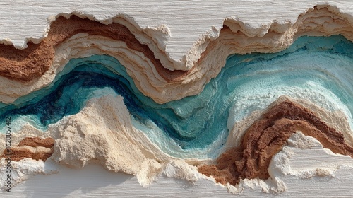 elegant abstract textured art inspired by earth layers in white beige teal