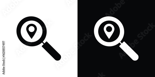 Search Location icon flat simple. icon set in silhouette